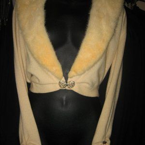 Vintage Womens sweater with Mink collar